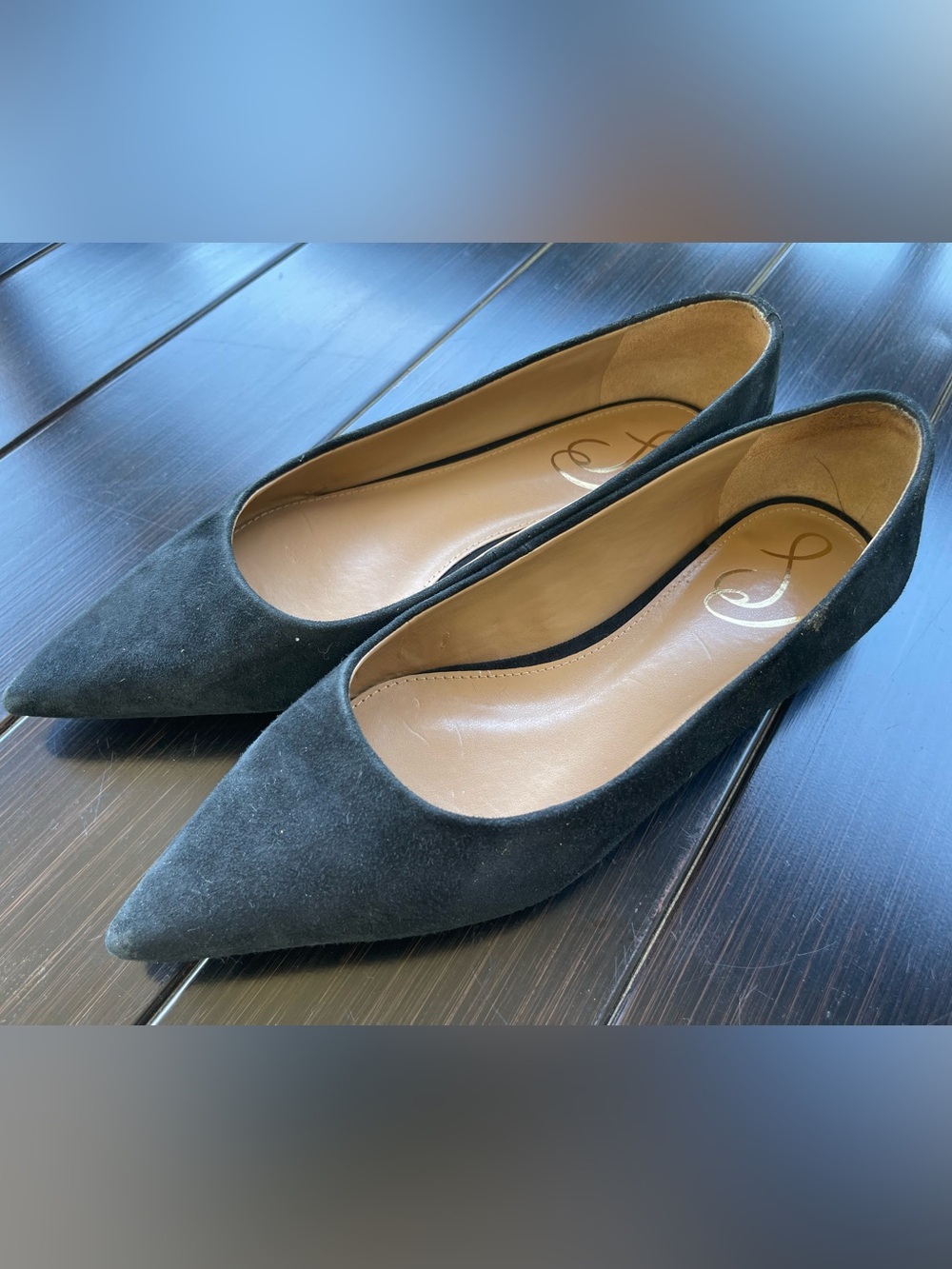 Sam Edelman Wanda Black Suede Pointed Toe Flats Size 7M